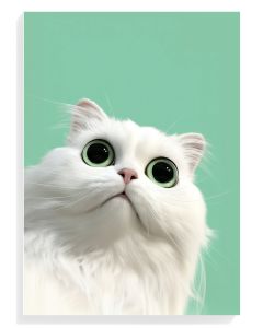 Whimsical White Cat Portrait