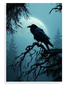 Moonlit Raven Silhouette