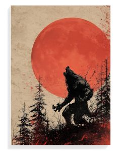 Wolf Howling at Blood Moon
