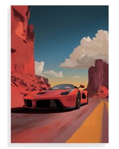 Red Sports Car Landscape