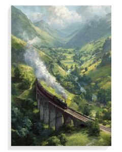Steam Train in Serene Landscape