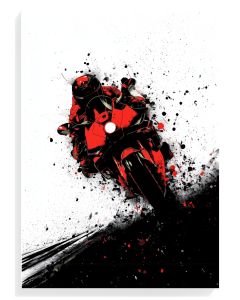 Dynamic Red Motorcycle Art