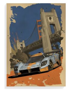 Vintage Race Car with Golden Gate Bridge