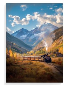 Vintage Train in Autumn Landscape