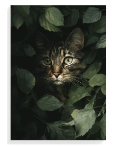 Mystical Cat Among Leaves