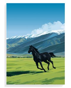 Galloping Black Horse Landscape