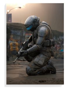 Futuristic Soldier Kneeling
