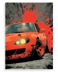 Dynamic Orange Sports Car Art