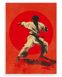 Karate Fighter Silhouette Red