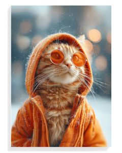 Cool Cat in Orange Hoodie