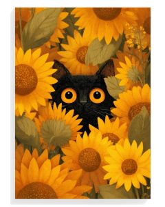 Black Cat Among Sunflowers